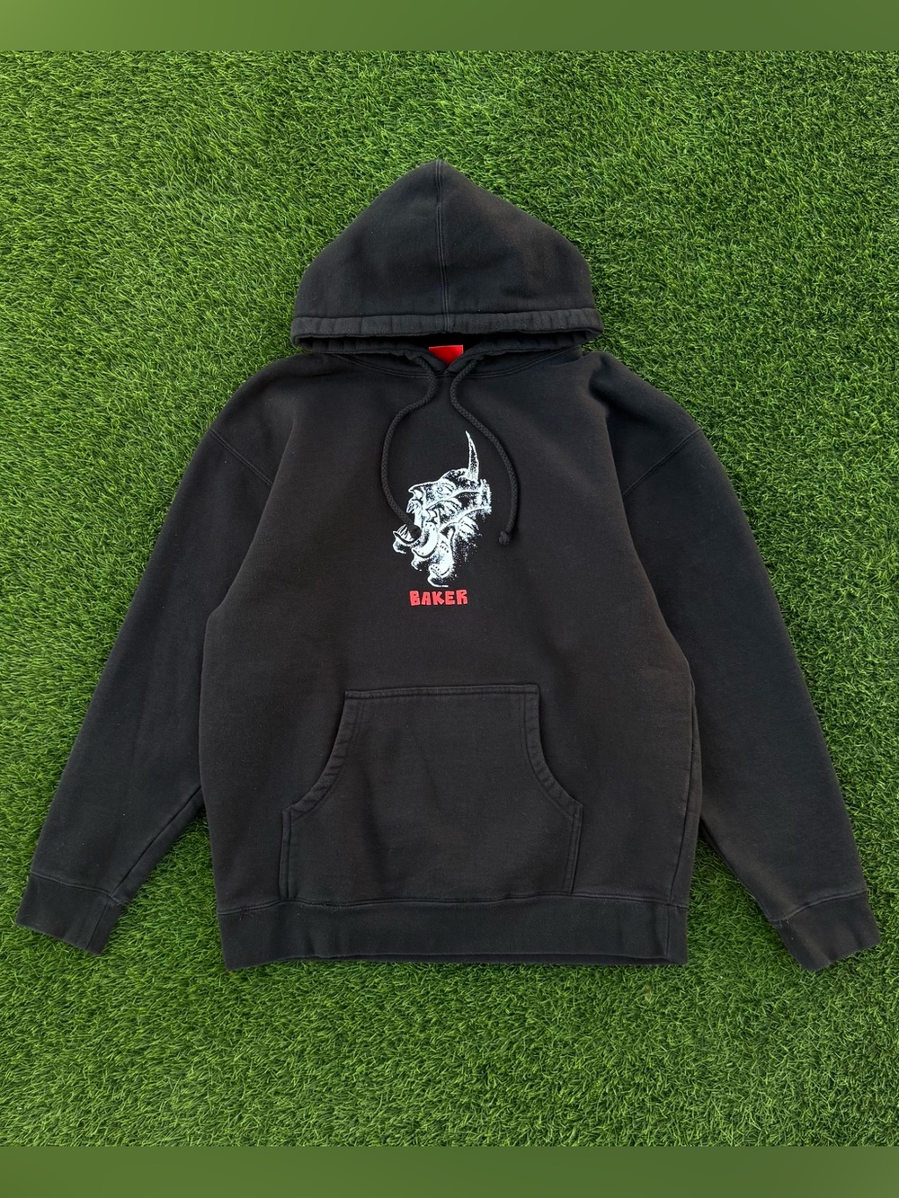 Baker Skateboards Hoodie Pullover Sweatshirt Black Devil Logo Graphic Size Large